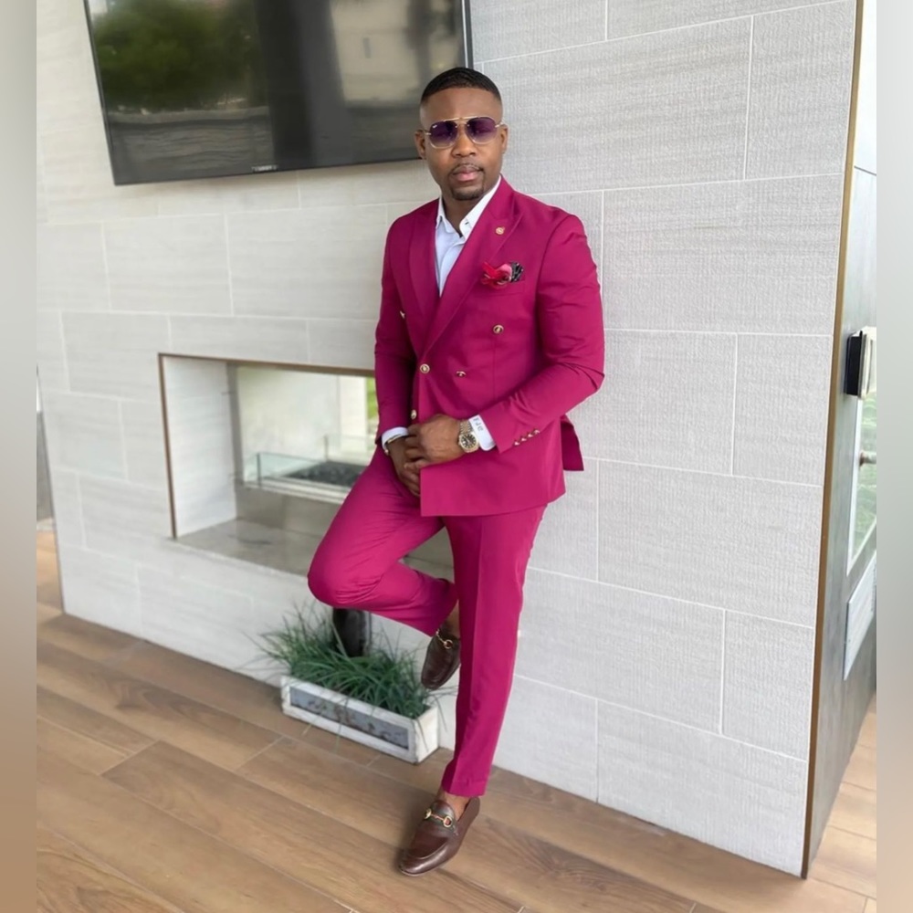 36R/30W Miami, vice fuchsia pink double breasted two piece suit worn once